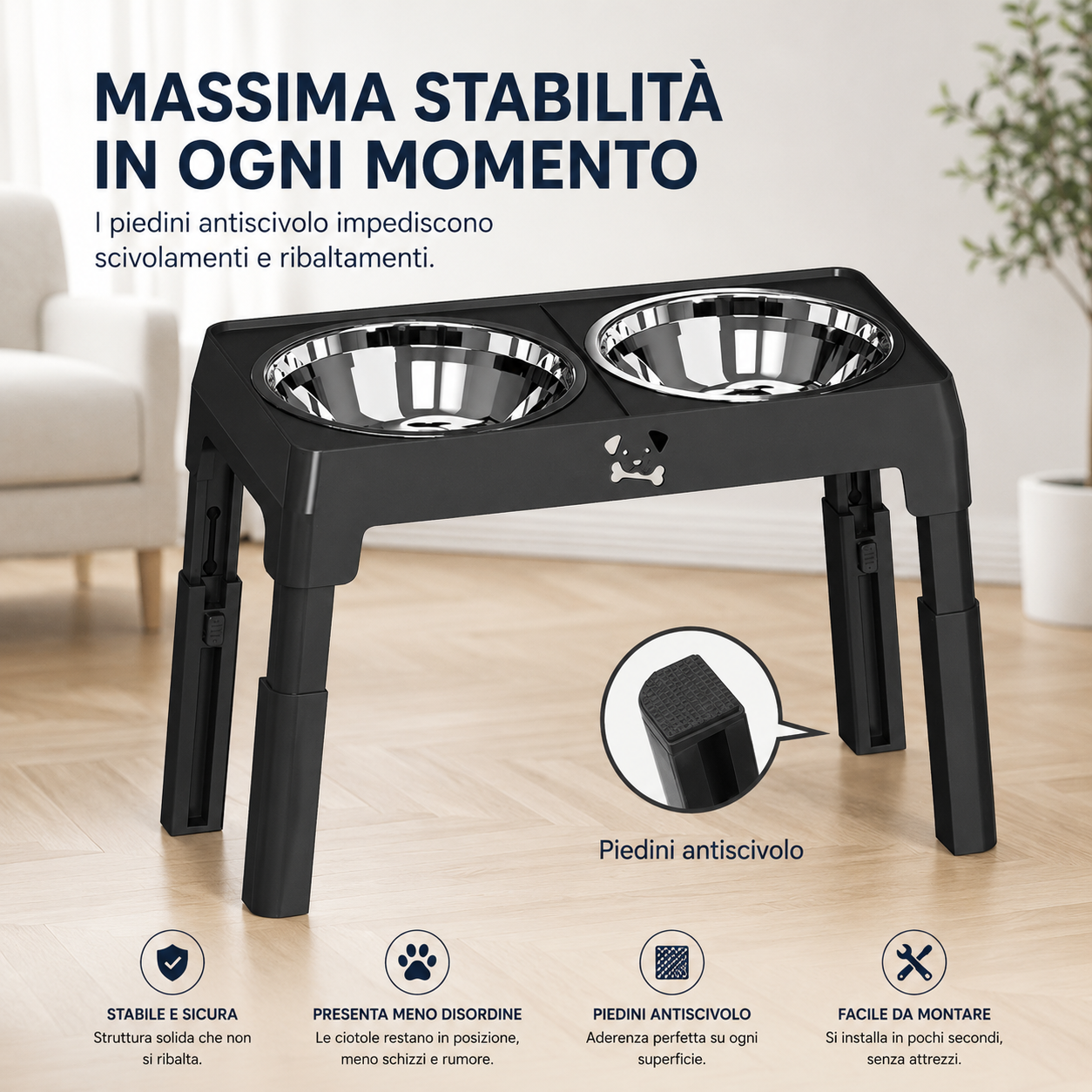Tavolino da Pranzo Pieghevole Regolabile per Cani — Nobile